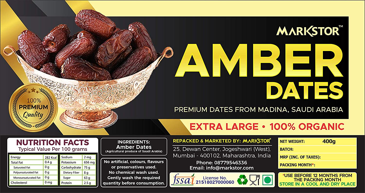 Markstor Amber Dates Premium Dates from Madina, Saudi Arabia 400g
