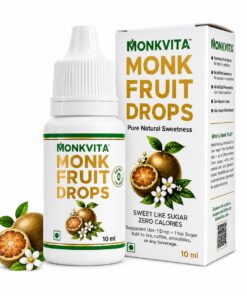 MonkVita Monk Fruit Drops 10ml — Zero-Calorie Liquid Sweetener, Zero Carb, Keto Friendly, Low Glycemic, No Aftertaste — 100% Pure Natural Sugar Alternative for Tea, Coffee & Beverages